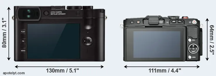 Comparison Q2 or E-PL6 rear