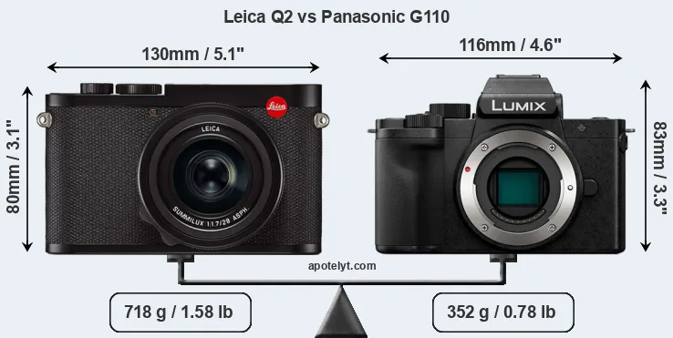 Size Leica Q2 vs Panasonic G110