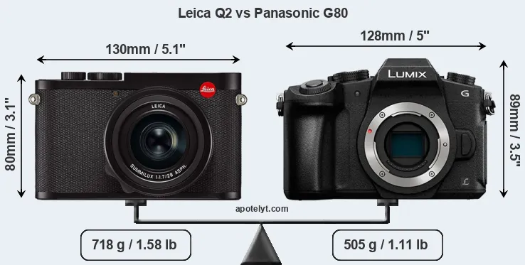 Size Leica Q2 vs Panasonic G80