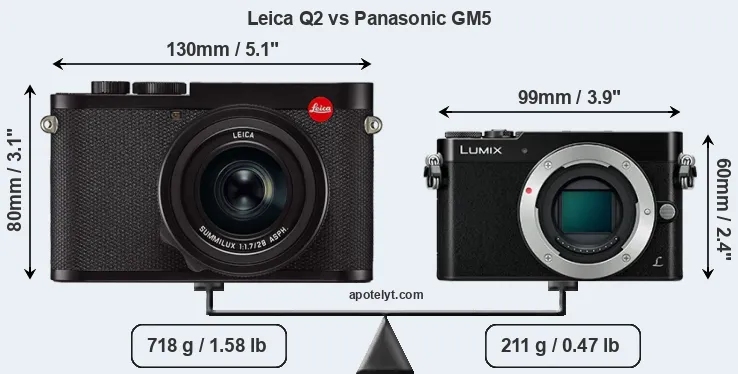 Size Leica Q2 vs Panasonic GM5