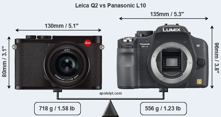 Size Leica Q2 vs Panasonic L10