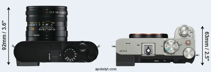 Compare Q2 versus A7C II top