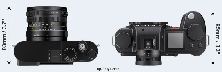 Compare Q3 versus Leica SL3 top