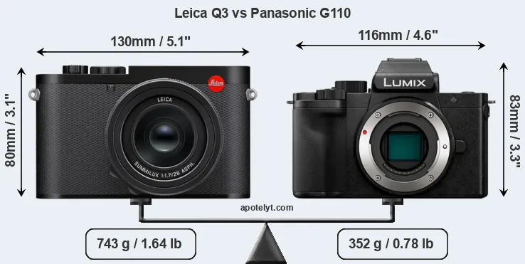 Size Leica Q3 vs Panasonic G110