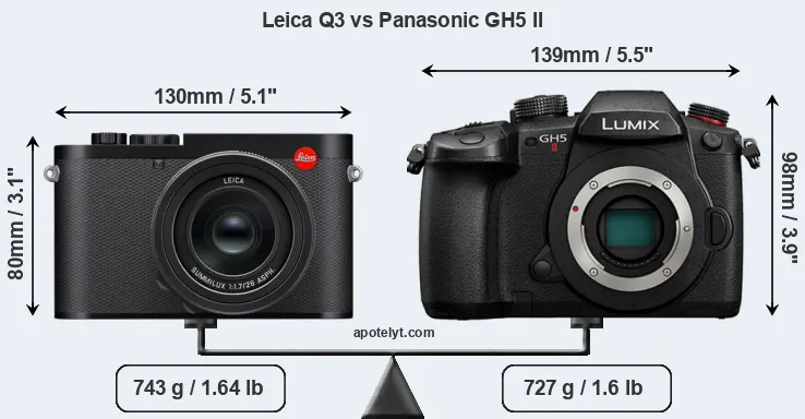 Size Leica Q3 vs Panasonic GH5 II