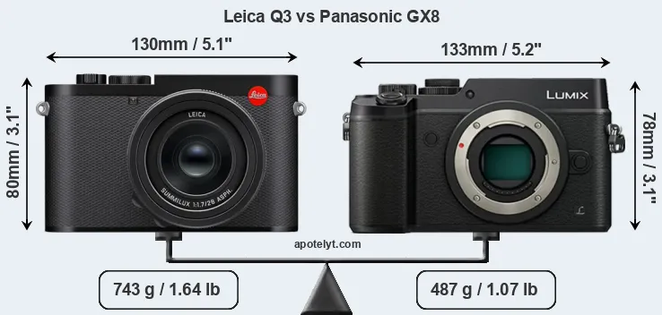 Size Leica Q3 vs Panasonic GX8