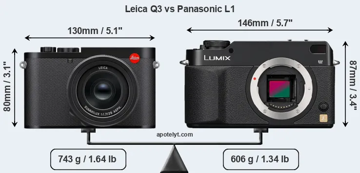 Size Leica Q3 vs Panasonic L1