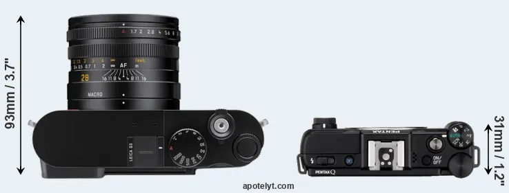 Compare Q3 versus Pentax Q top