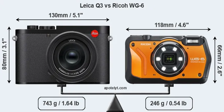 Size Leica Q3 vs Ricoh WG-6