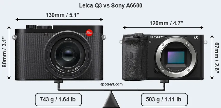 Size Leica Q3 vs Sony A6600