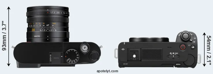 Compare Q3 versus ZV-E1 top