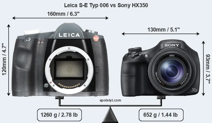 Size Leica S-E Typ 006 vs Sony HX350