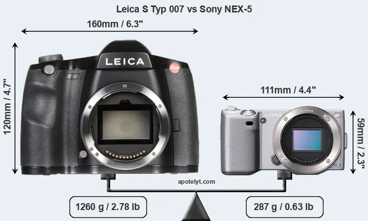 Size Leica S Typ 007 vs Sony NEX-5