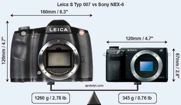 Size Leica S Typ 007 vs Sony NEX-6