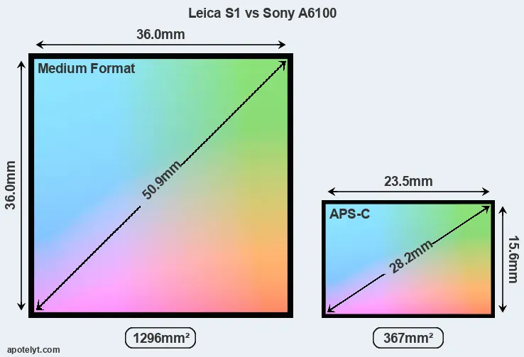 Leica S1 and Sony A6100 sensor measures