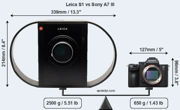 Size Leica S1 vs Sony A7 III
