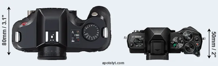 Compare S2 versus E-M10 III top