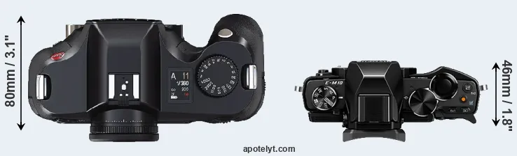 Compare S2 versus E-M10 top