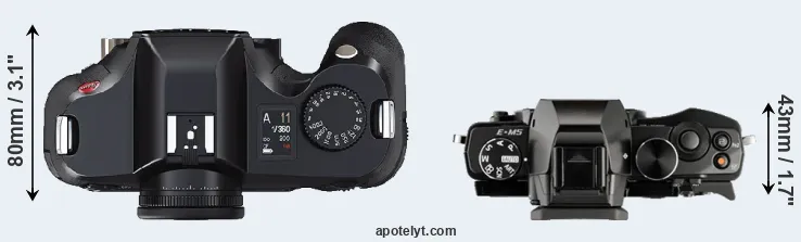 Compare S2 versus E-M5 top