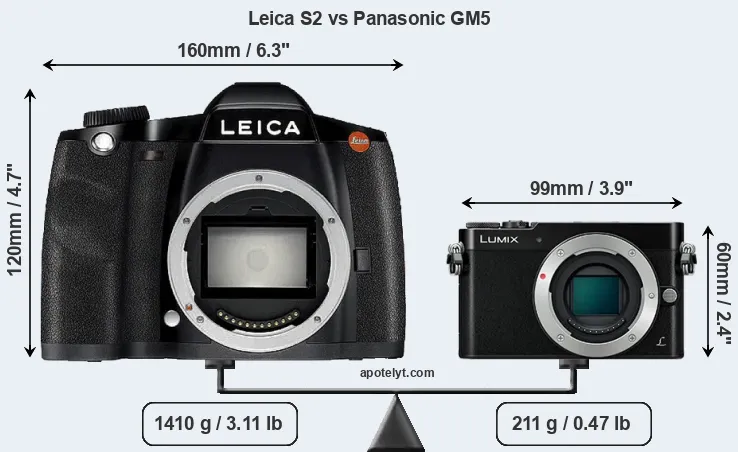 Size Leica S2 vs Panasonic GM5
