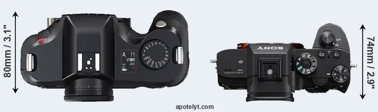 Compare S2 versus A7R III top