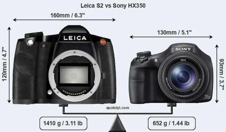 Size Leica S2 vs Sony HX350