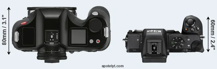Compare S3 versus Z50 top