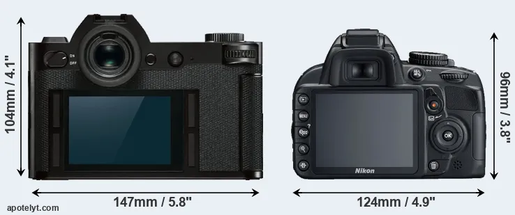 Comparison Leica SL or D3100 rear