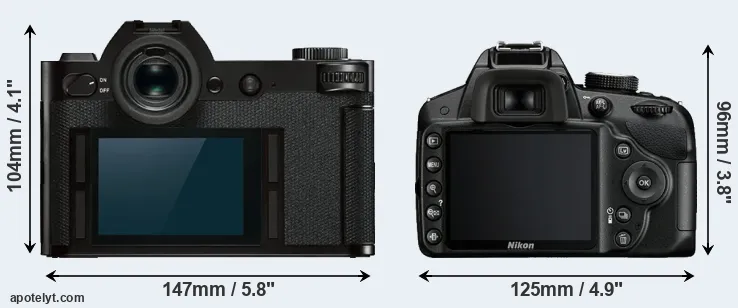 Comparison Leica SL or D3200 rear