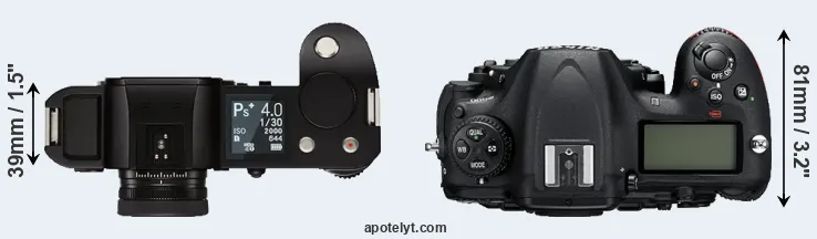Compare Leica SL versus D500 top
