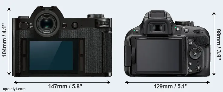 Comparison Leica SL or D5200 rear
