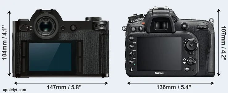 Comparison Leica SL or D7200 rear