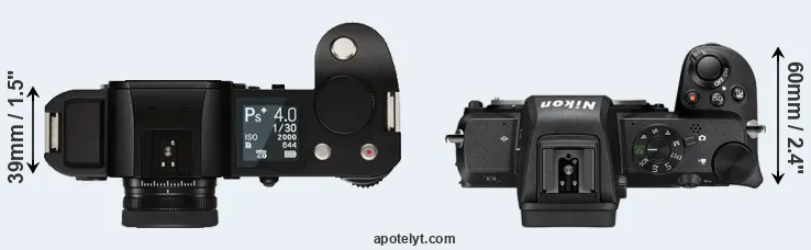 Compare Leica SL versus Z50 top