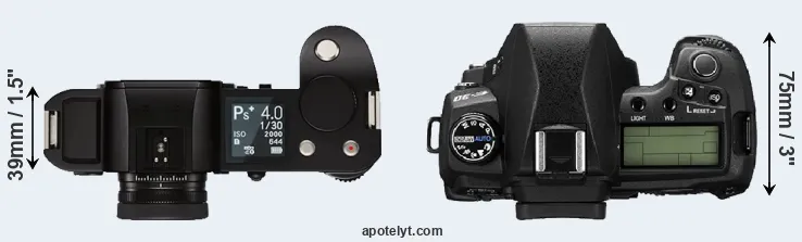 Compare Leica SL versus E-30 top