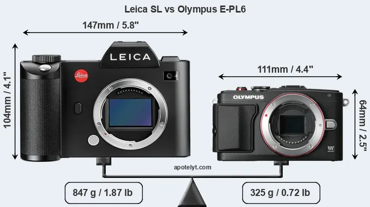 Size Leica SL vs Olympus E-PL6