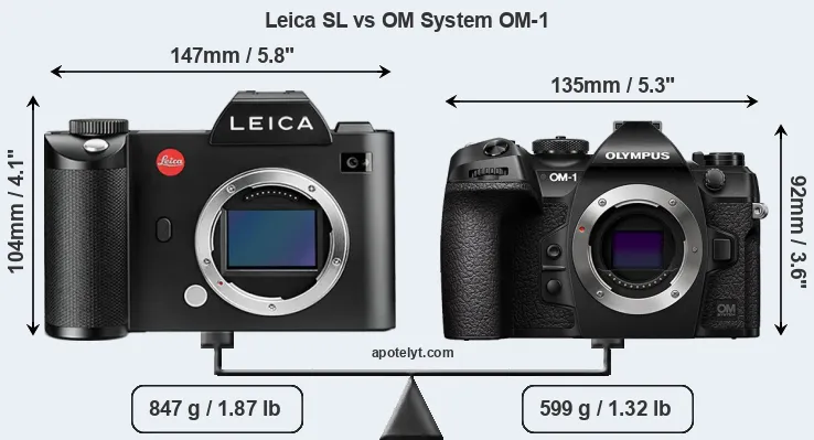 Size Leica SL vs OM System OM-1