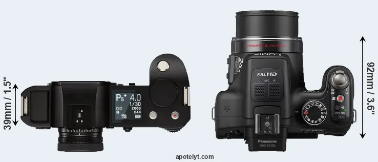 Compare Leica SL versus FZ150 top