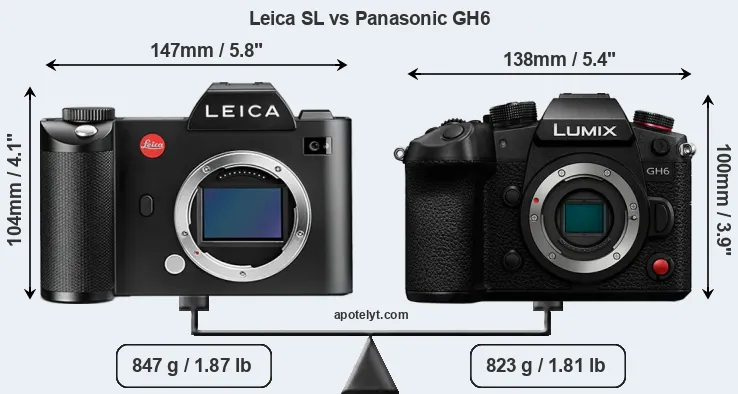 Size Leica SL vs Panasonic GH6