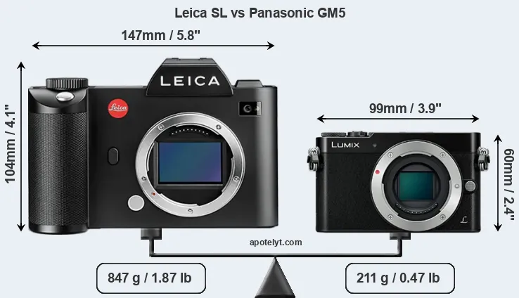 Size Leica SL vs Panasonic GM5