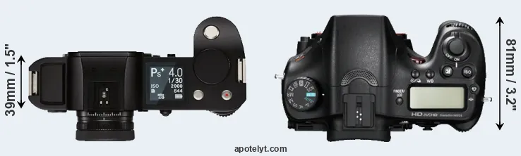 Compare Leica SL versus A77 top