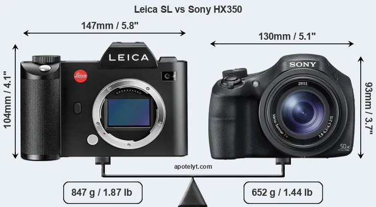 Size Leica SL vs Sony HX350