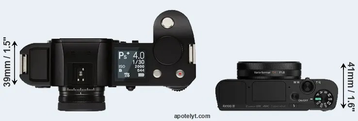 Compare Leica SL versus RX100 IV top