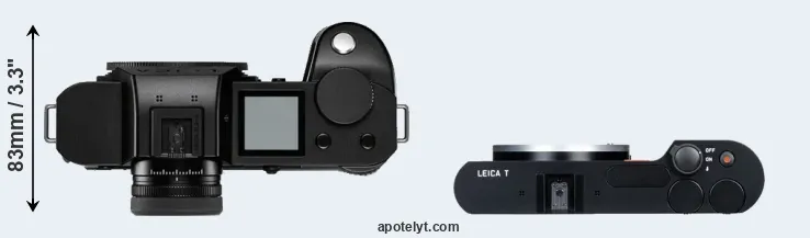 Compare Leica SL2-S versus T Typ 701 top