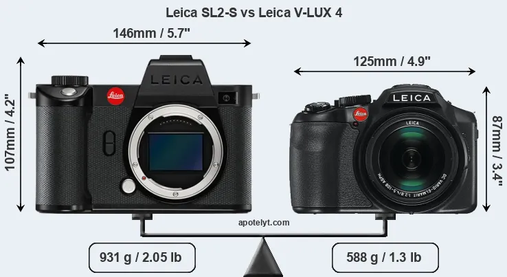 Size Leica SL2-S vs Leica V-LUX 4