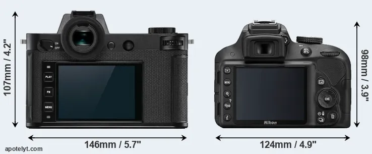 Comparison Leica SL2-S or D3300 rear