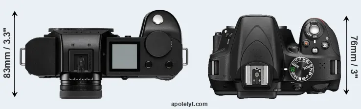 Compare Leica SL2-S versus D3300 top