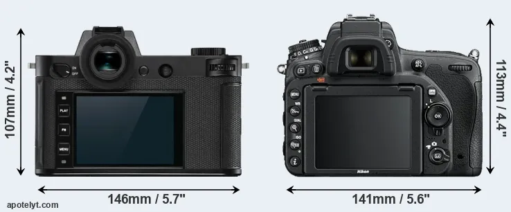 Comparison Leica SL2-S or D750 rear
