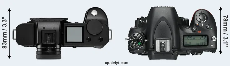 Compare Leica SL2-S versus D750 top