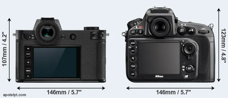Comparison Leica SL2-S or D800 rear