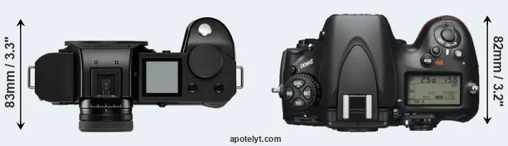 Compare Leica SL2-S versus D800 top